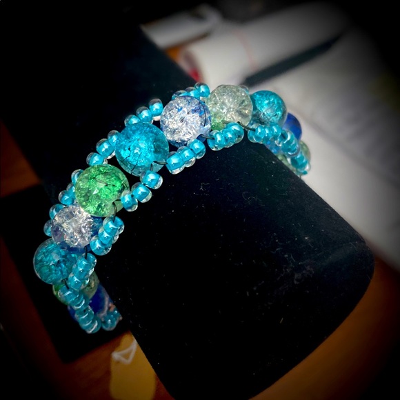 Blue - Handcrafted Stone Work Bracelet 14